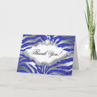 Zebra Glitter Thank You Sparkle Silver Blue
