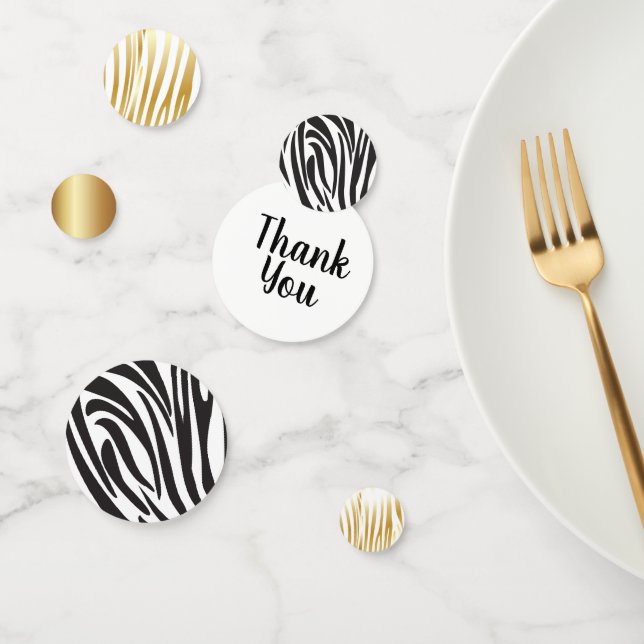 Zebra Gold & Black Stripes Pattern Trendy Design Confetti (Group)