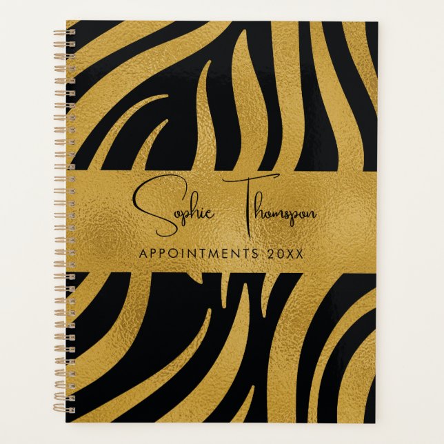 Zebra gold golden new year planner (Front)