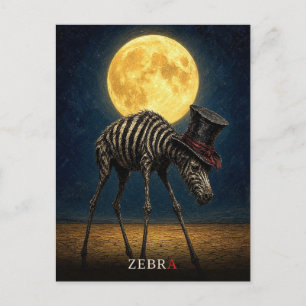 Zebra Gothic Top Hat gothic Surreal Postcard