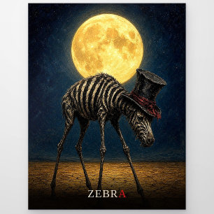 Zebra Gothic Top Hat gothic Surreal Postcard