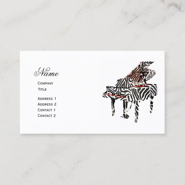 Zebra Grand Piano ~ Business Card (Front)