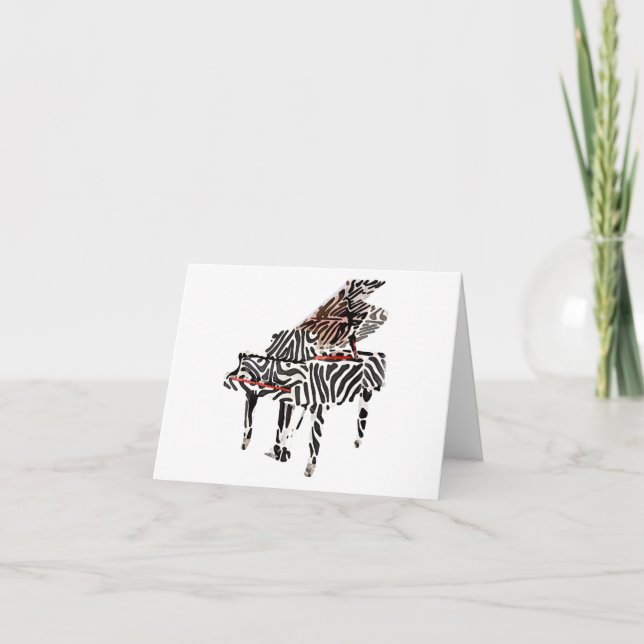 Zebra Grand Piano ~ Greeting / Note Card (Front)