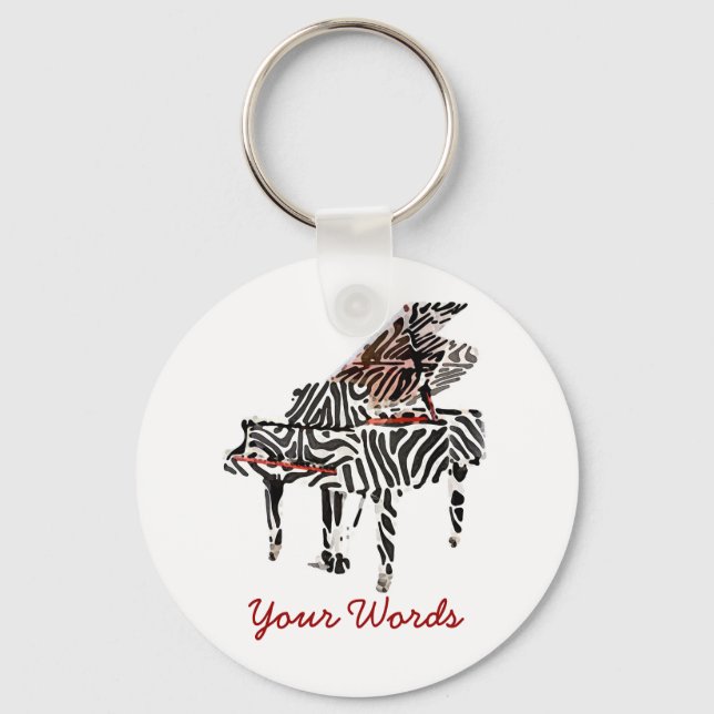Zebra Grand Piano - Key Ring (Front)