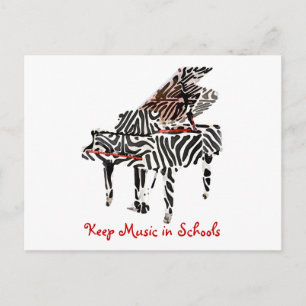 Zebra Grand Piano ~ Postcard / Invitaiton