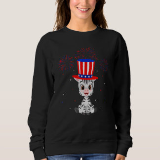 Zebra Graphic Red White Blue Fireworks Decor 4th O Sweatshirt