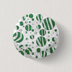 Zebra Green and White Polka Dot 3 Cm Round Badge