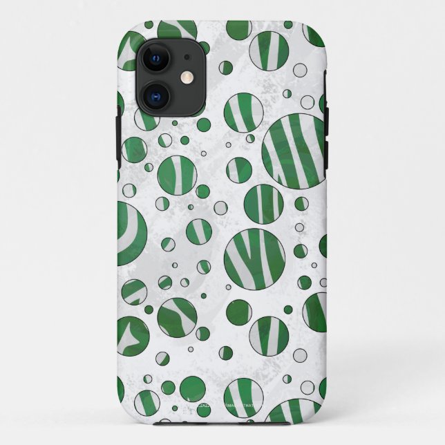 Zebra Green and White Polka Dot Case-Mate iPhone Case (Back)