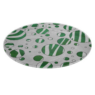 Zebra Green and White Polka Dot Cutting Board