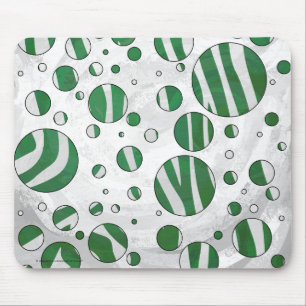 Zebra Green and White Polka Dot Mouse Mat