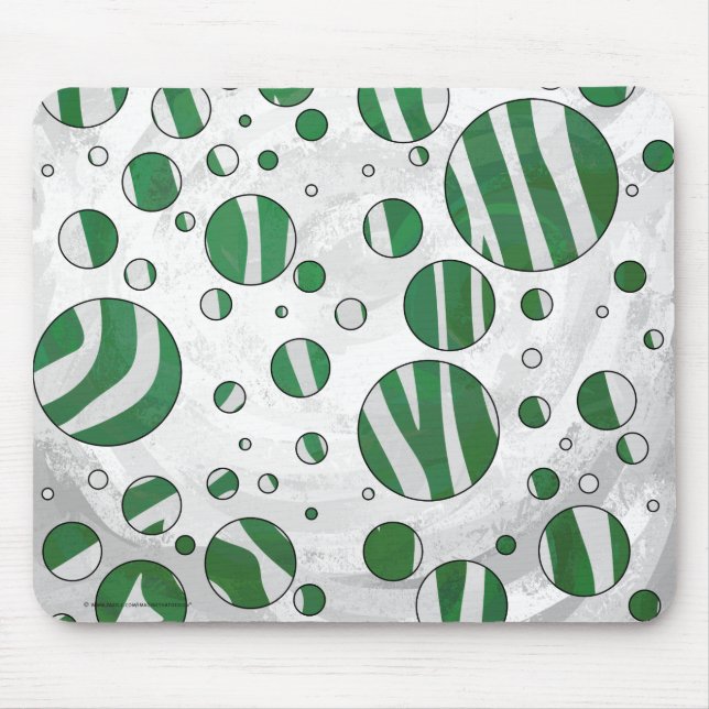 Zebra Green and White Polka Dot Mouse Mat (Front)