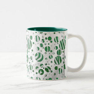 Zebra Green and White Polka Dot Two-Tone Coffee Mug