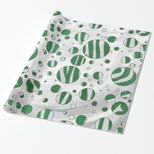 Zebra Green and White Polka Dot Wrapping Paper