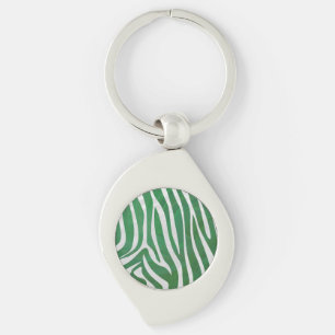 Zebra Green and White Print Key Ring