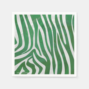 Zebra Green and White Print Napkin