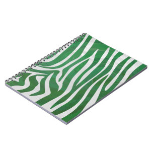 Zebra Green and White Print Notebook