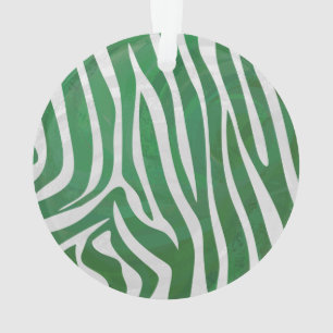 Zebra Green and White Print Ornament