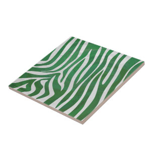 Zebra Green and White Print Tile