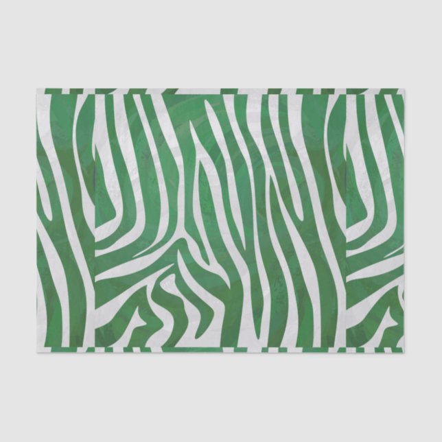 Zebra Green and White Print Tissue Paper (Front)