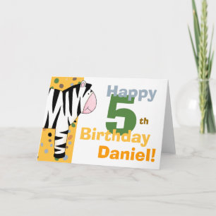 Zebra :: Happy 5th Birthday Card