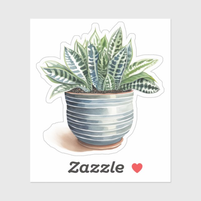 Zebra Haworthia Potted Plant Vinyl Stickers (Sheet)