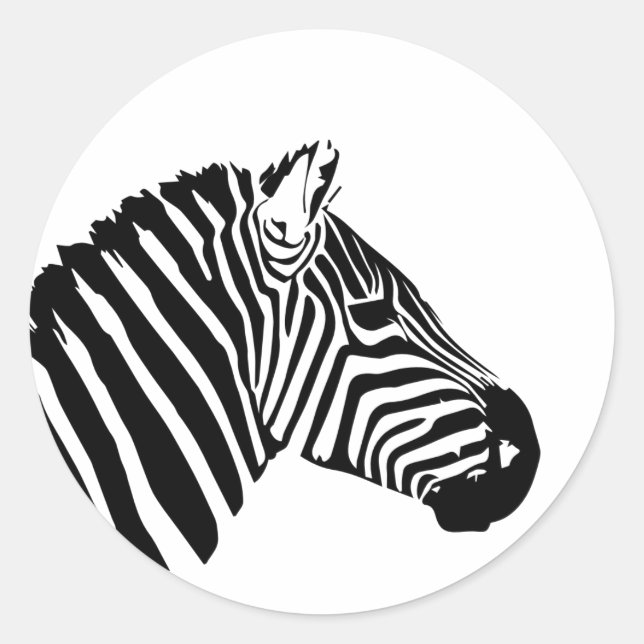 Zebra head classic round sticker (Front)