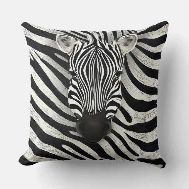Zebra Head For Sofa Bed Decor Cushion (Front)