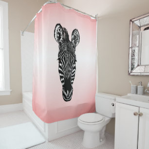 Zebra Head on Pink Shower Curtain