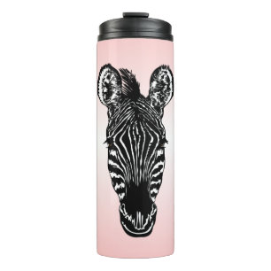Zebra Head on Pink Thermal Tumbler