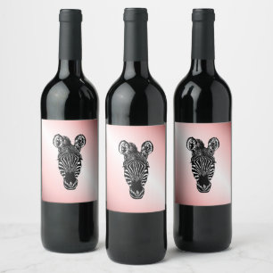Zebra Head on Pink Wine Label