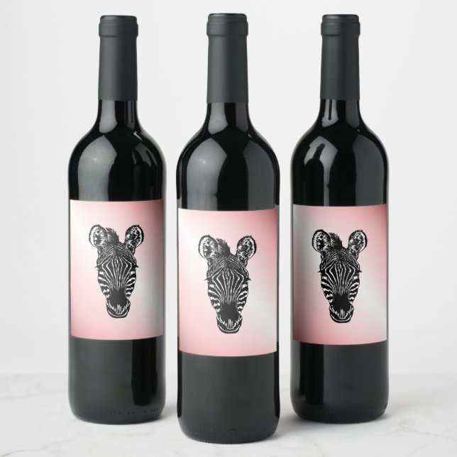 Zebra Head on Pink Wine Label (Bottles)