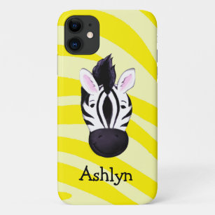 Zebra head on yellow print custom name Case-Mate iPhone case