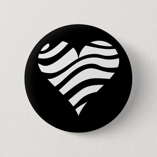 Zebra Heart 6 Cm Round Badge (Front)