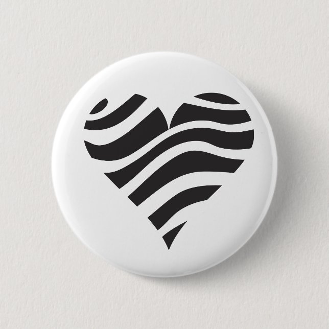Zebra Heart 6 Cm Round Badge (Front)