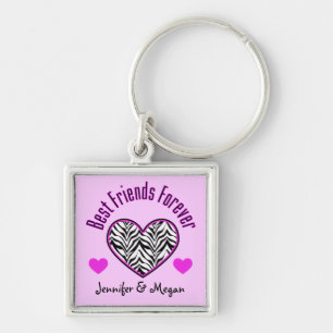 Zebra Heart: Best Friends Forever Keychain