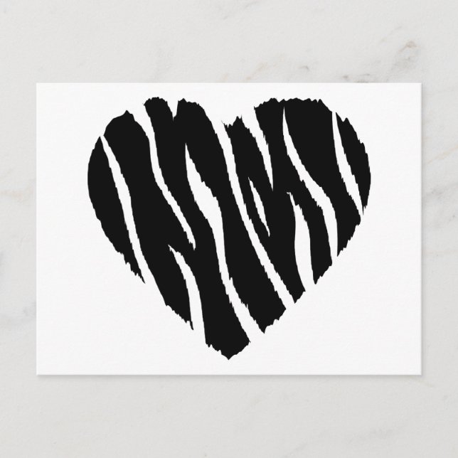Zebra Heart Postcard (Front)