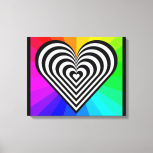 ZEBRA HEART RAINBOW PATTERN CANVAS PRINT