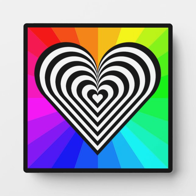 ZEBRA HEART RAINBOW PATTERN PLAQUE (Front)