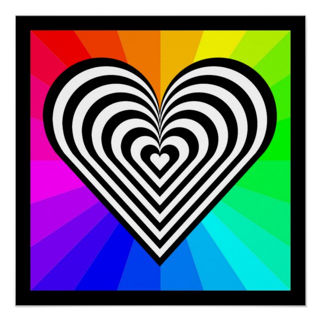 ZEBRA HEART RAINBOW PATTERN POSTER (Front)