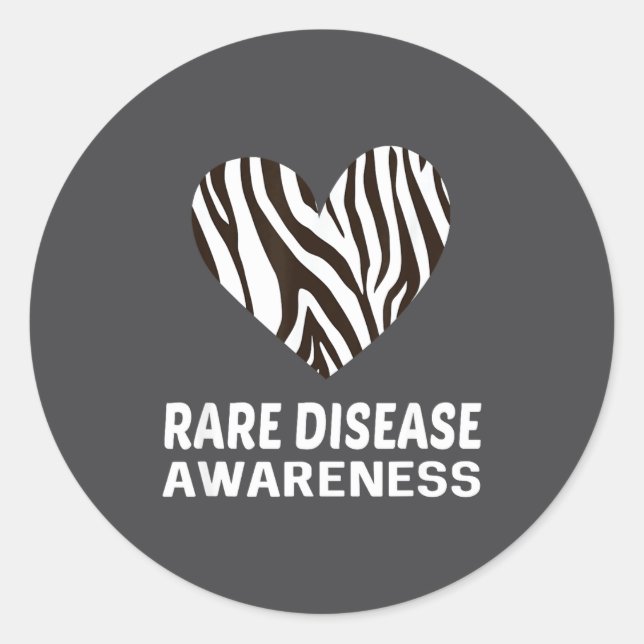 Zebra Heart Rare Disease Awareness Gift 2020  Classic Round Sticker (Front)