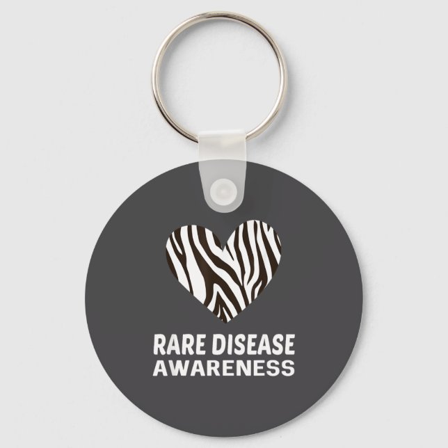Zebra Heart Rare Disease Awareness Gift 2020  Key Ring (Front)