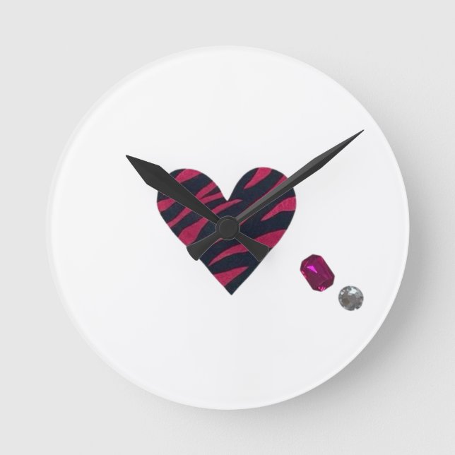 Zebra-heart Round Clock (Front)