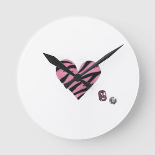 Zebra-heart Round Clock