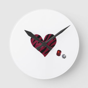 Zebra Heart Round Clock