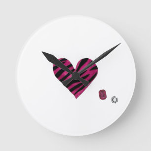 Zebra Heart Round Clock