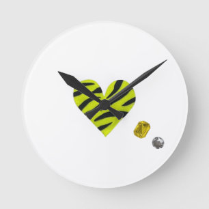 Zebra Heart Round Clock