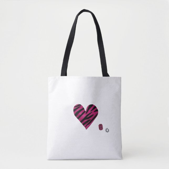 Zebra-heart Tote Bag (Front)