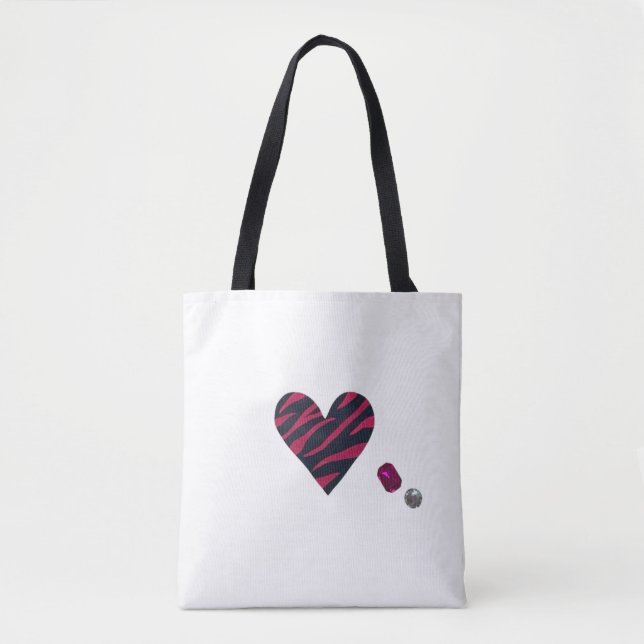 Zebra-heart Tote Bag (Front)