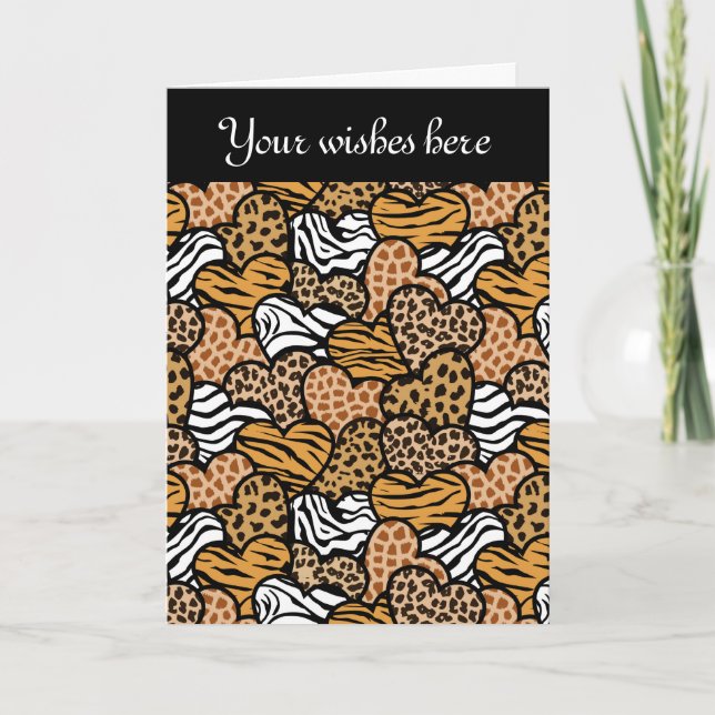 Zebra hearts Design Greeting Card (Front)