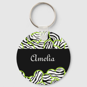 Zebra hearts Keychain